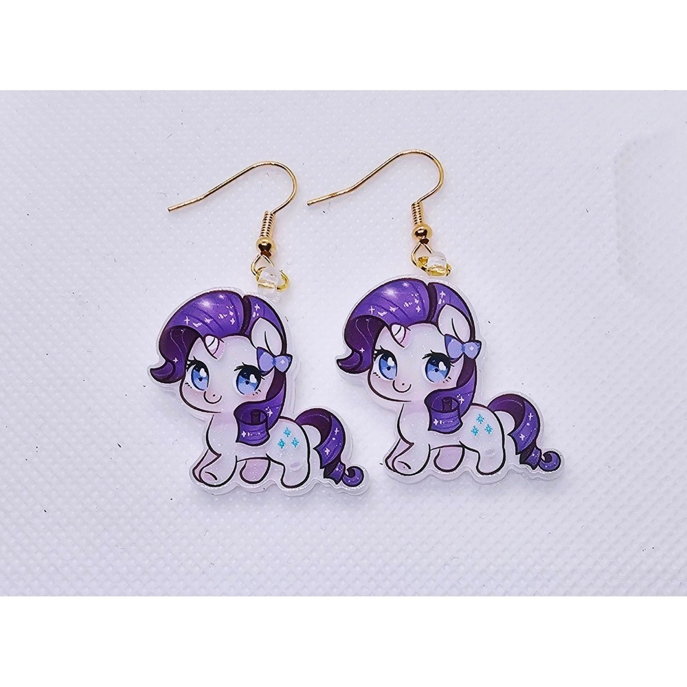 My Little Pony Inspired Earrings! Rarity! Handmade! Hypo-Allergenic Hook!